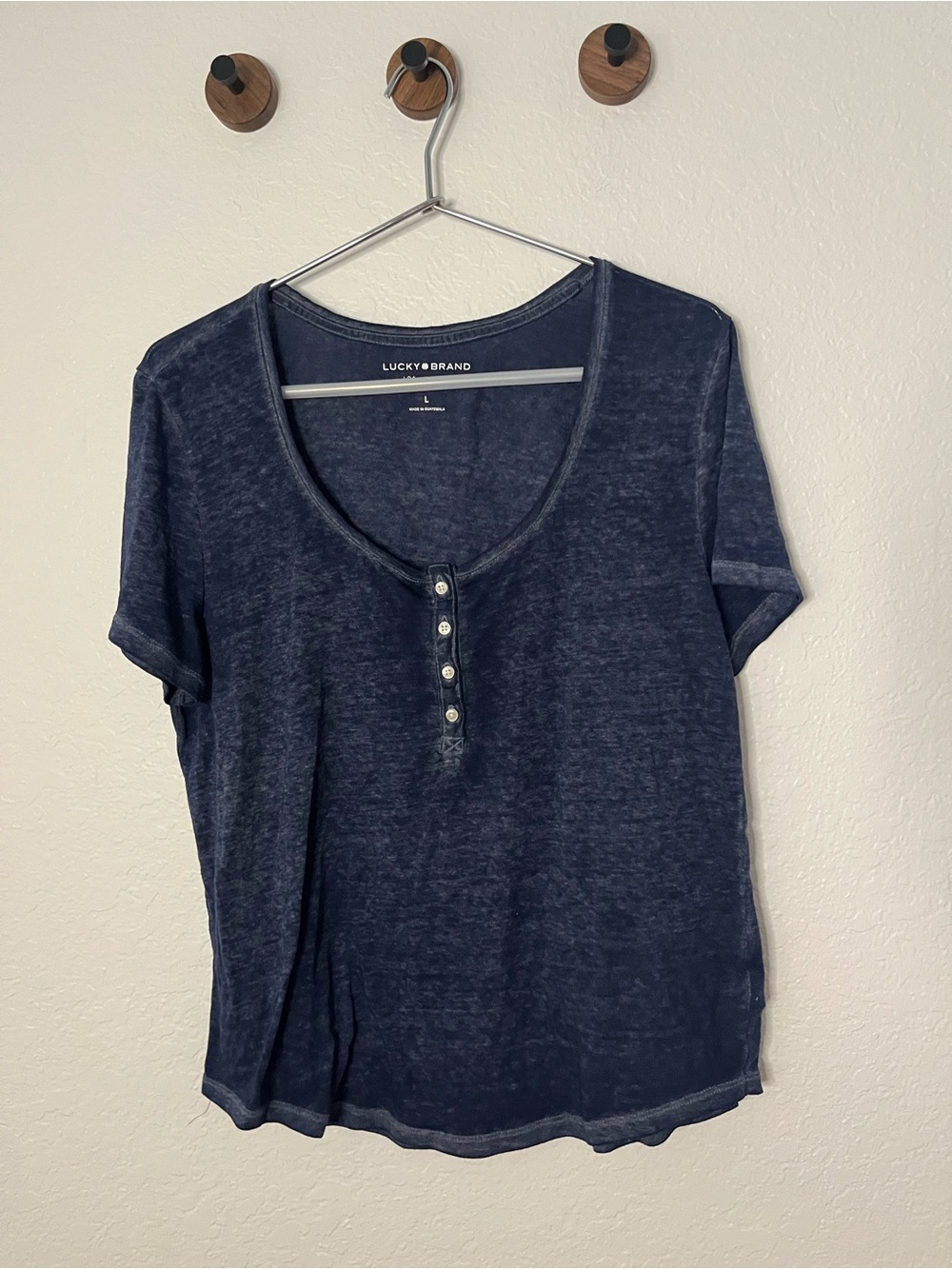 Lucky Brand Navy Short Sleeve Henley Tee